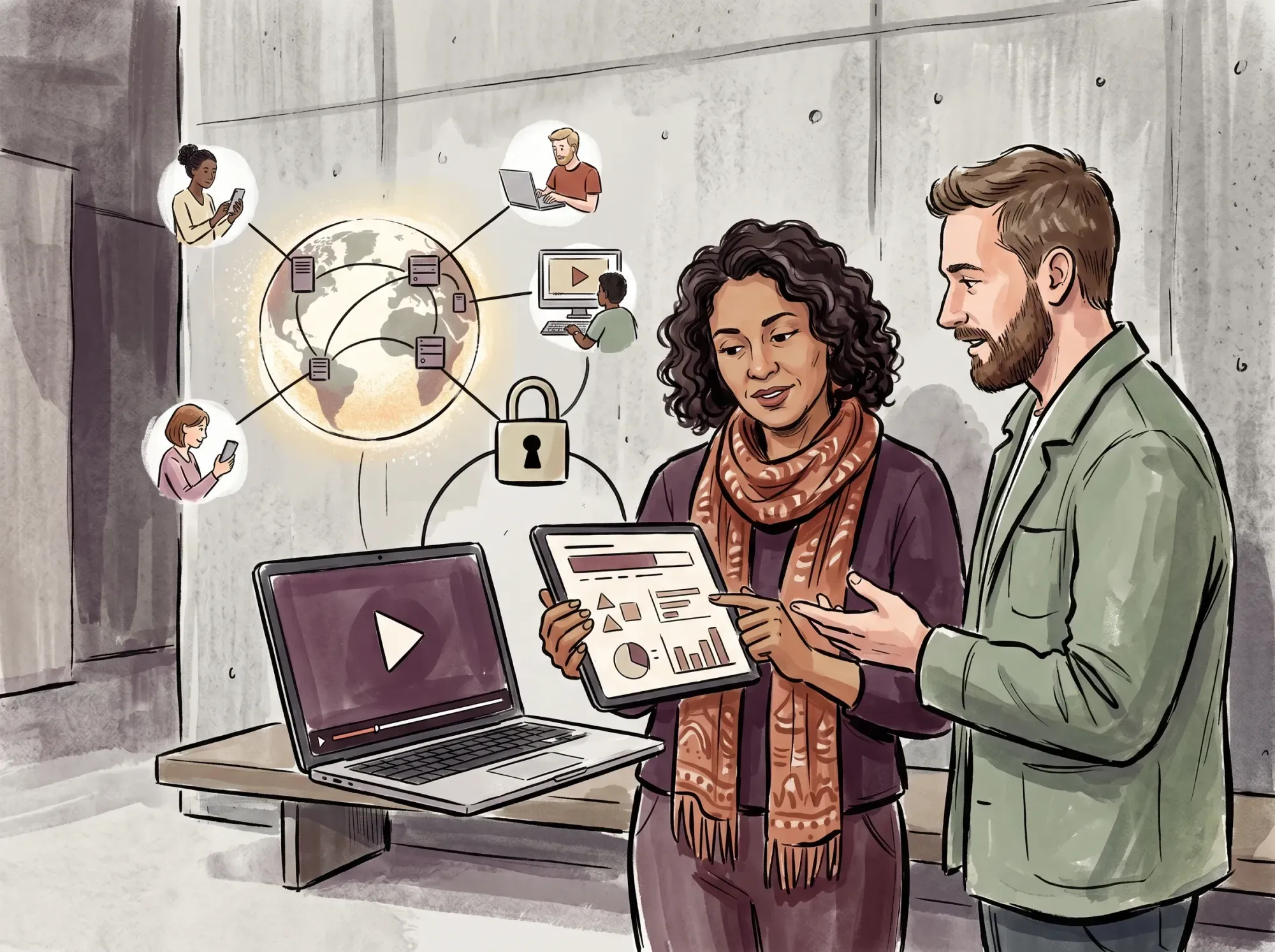 Student learning from an online course on laptop