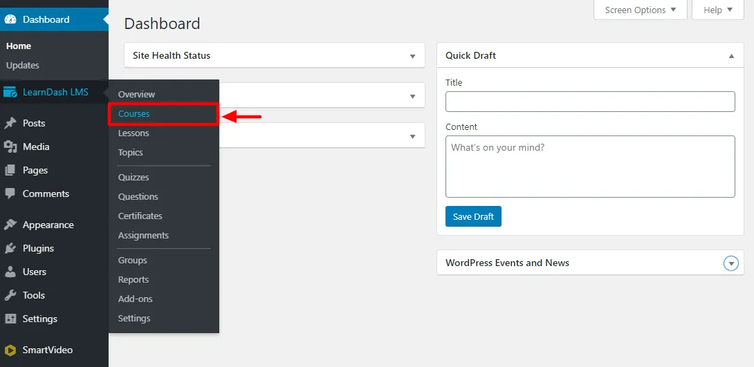 creating a new course in learndash wordpress lms