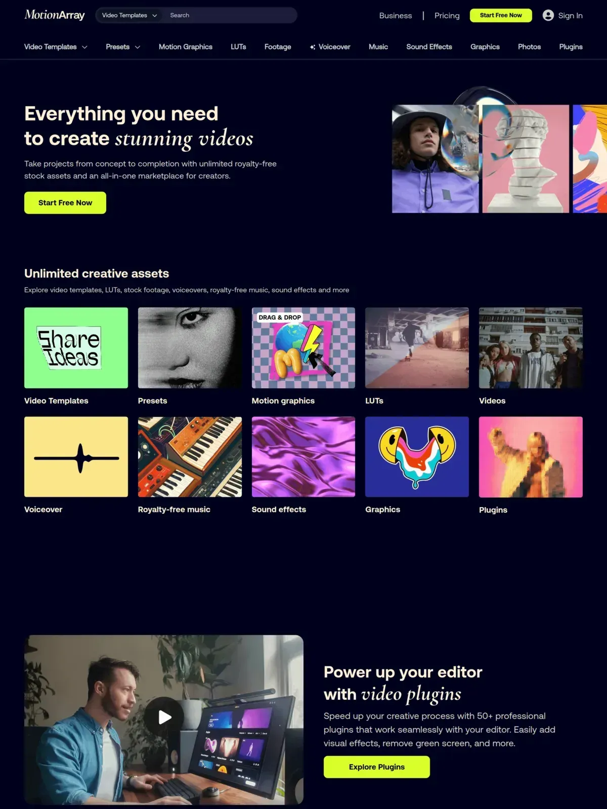 Motion Array free stock video homepage