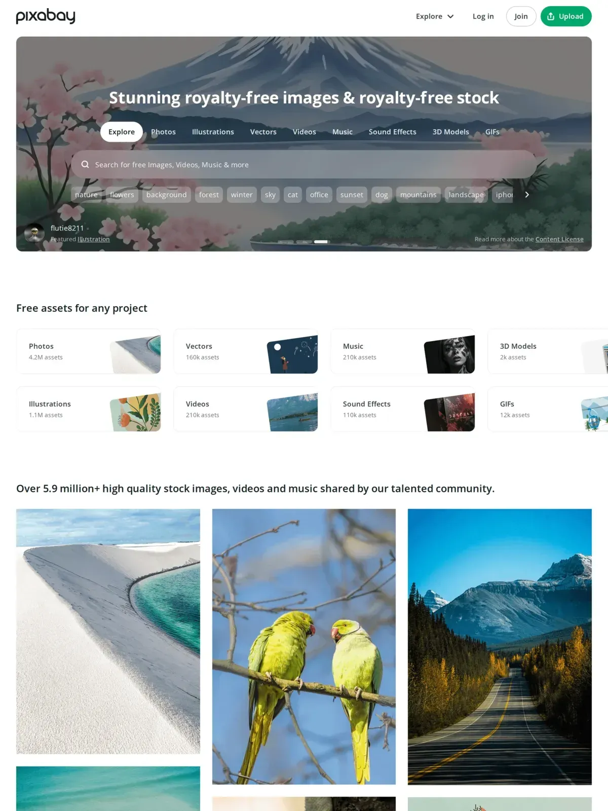 Pixabay stock video homepage