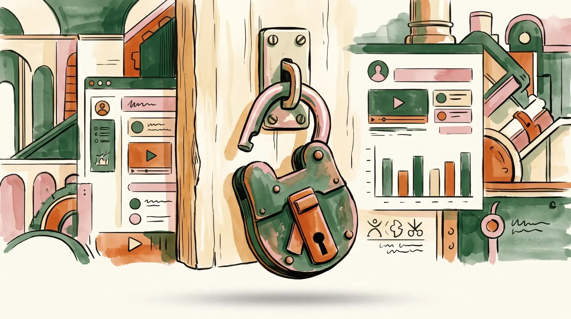 An open padlock on a latch, its shackle never clicked shut