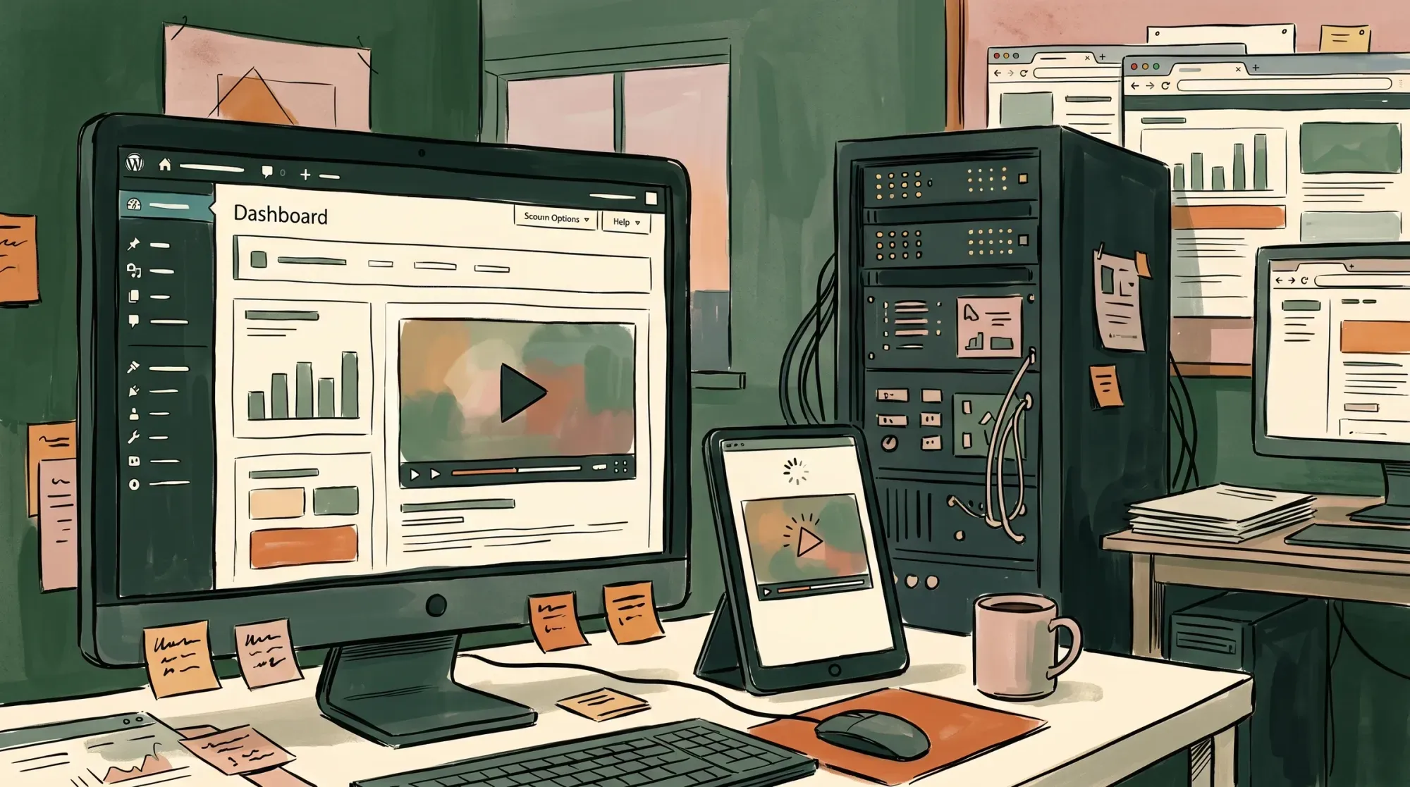 WordPress video streaming interface showing on-site playback controls