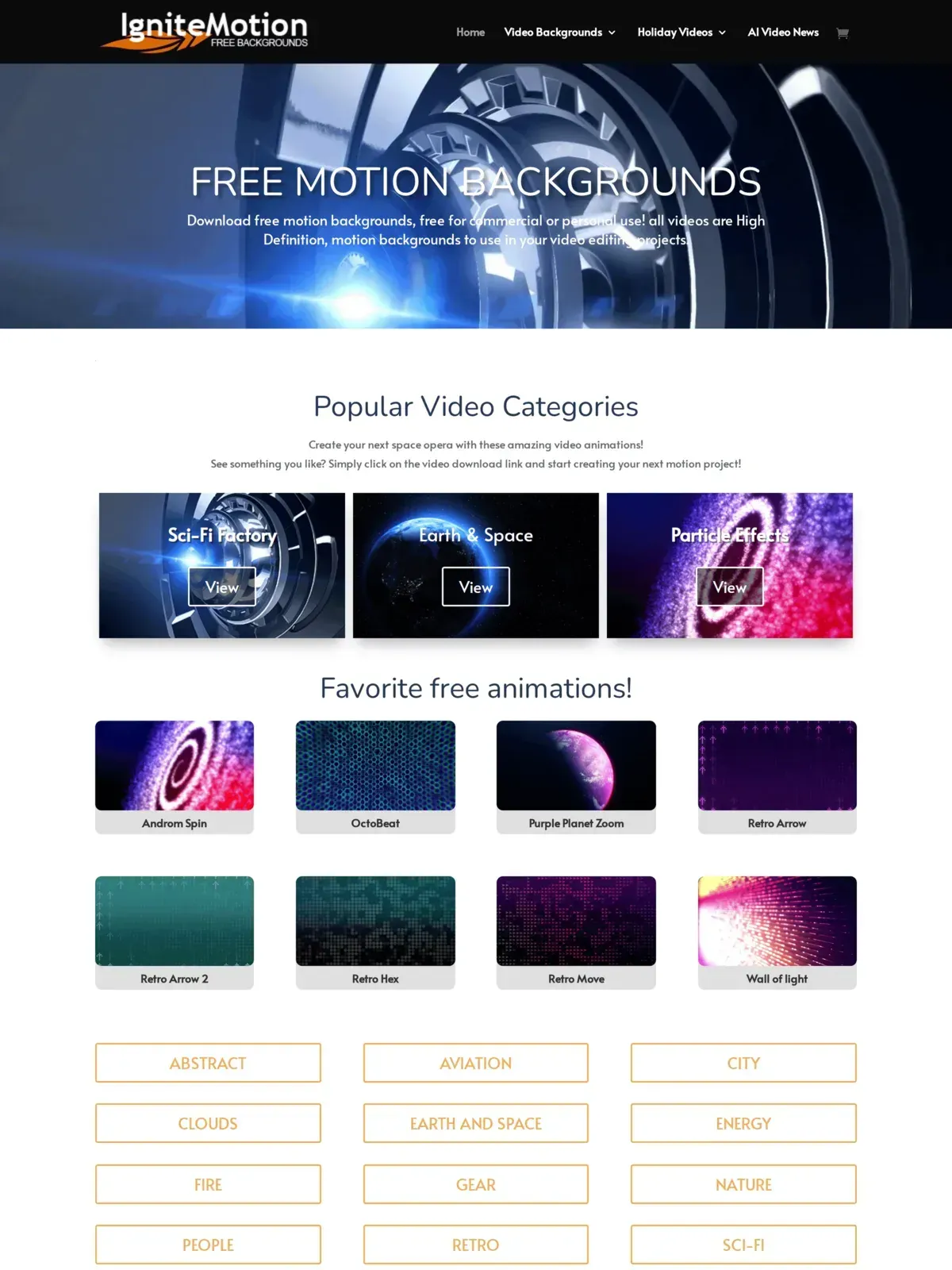 Ignite Motion free motion backgrounds homepage