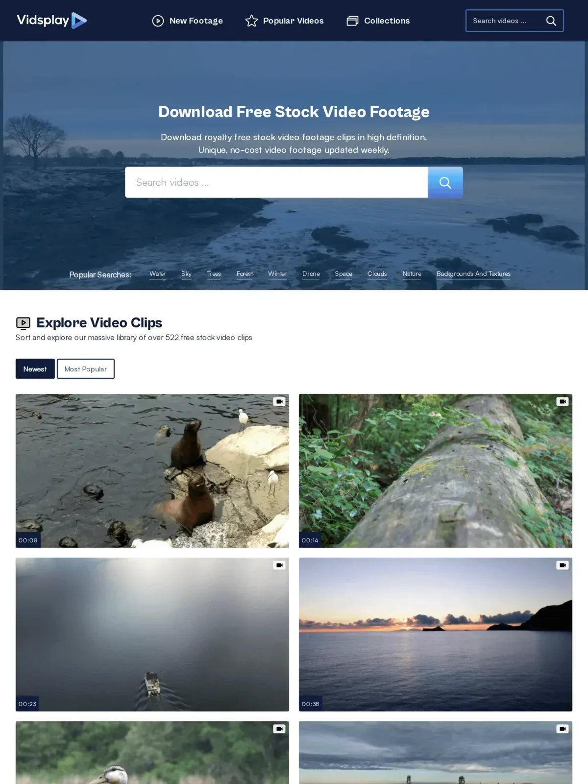 Vidsplay free stock video homepage
