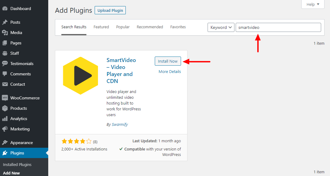 Install now SmartVideo plugin