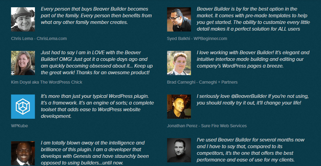 Beaver Builder testimonials