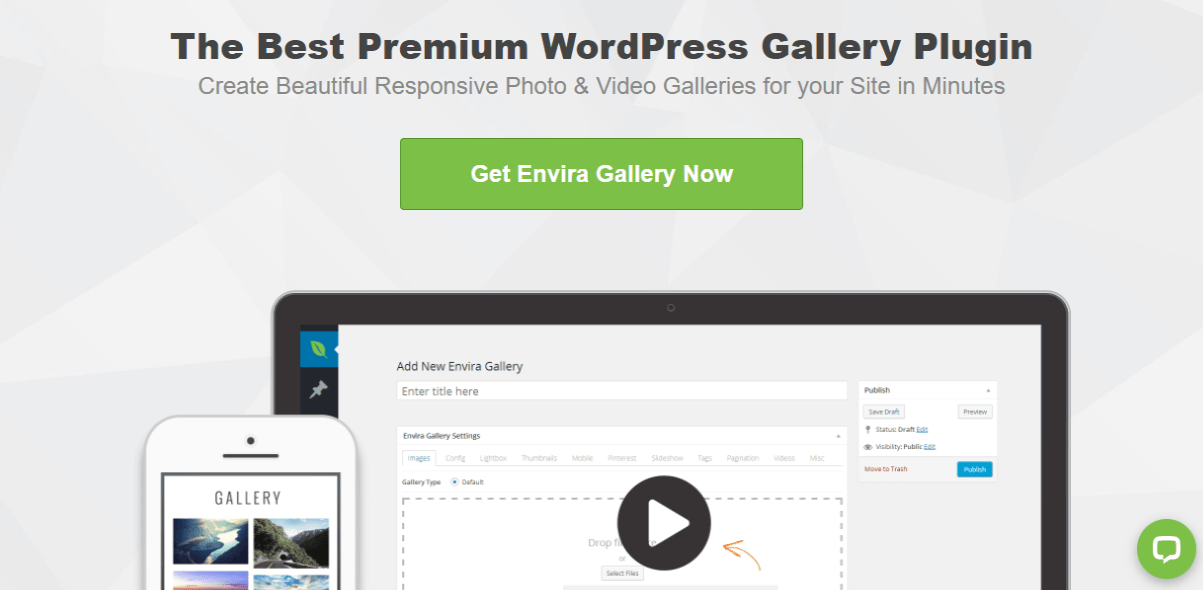 Envira Gallery WordPress video plugin page