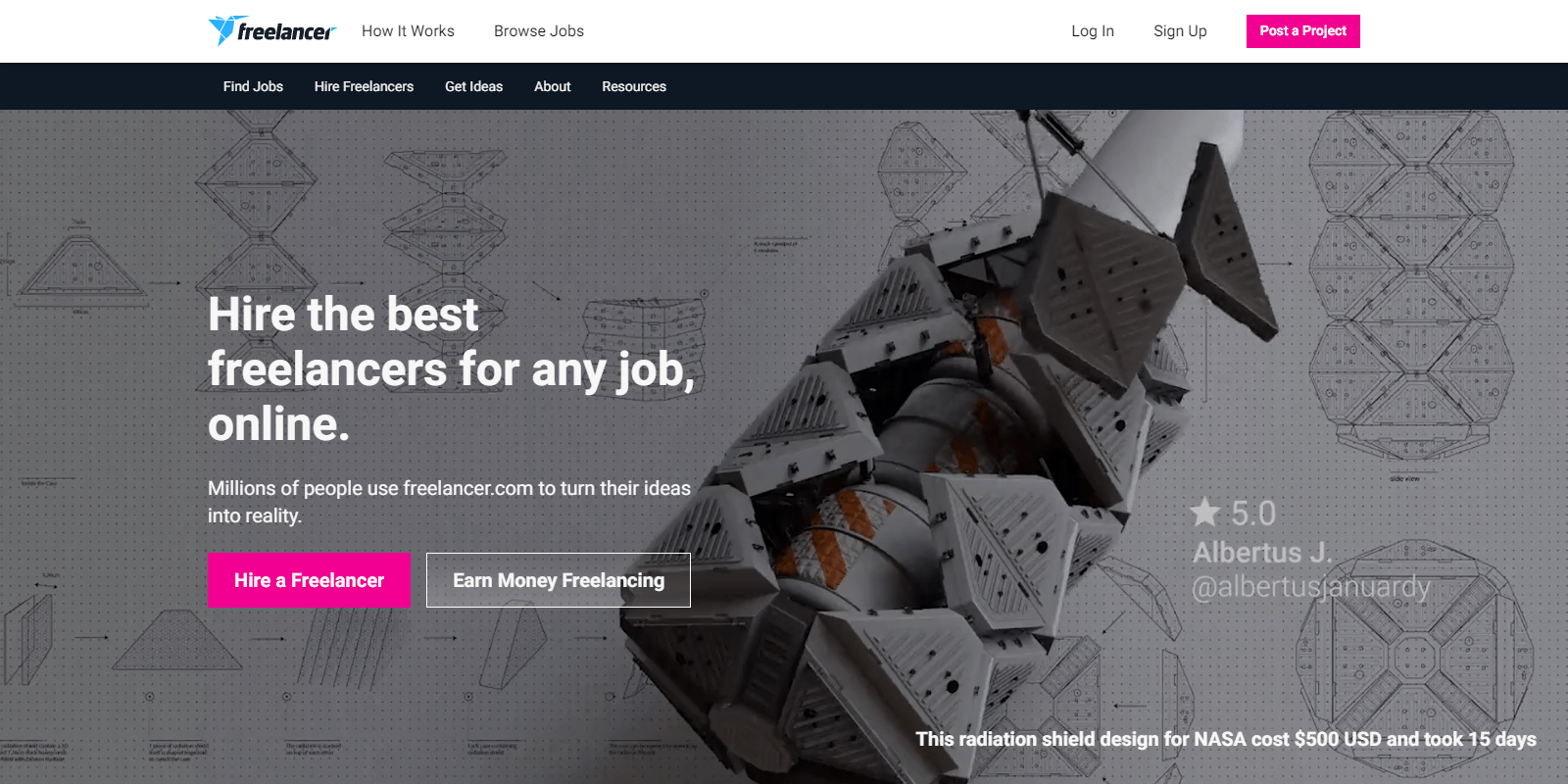 screenshot of Freelancer website