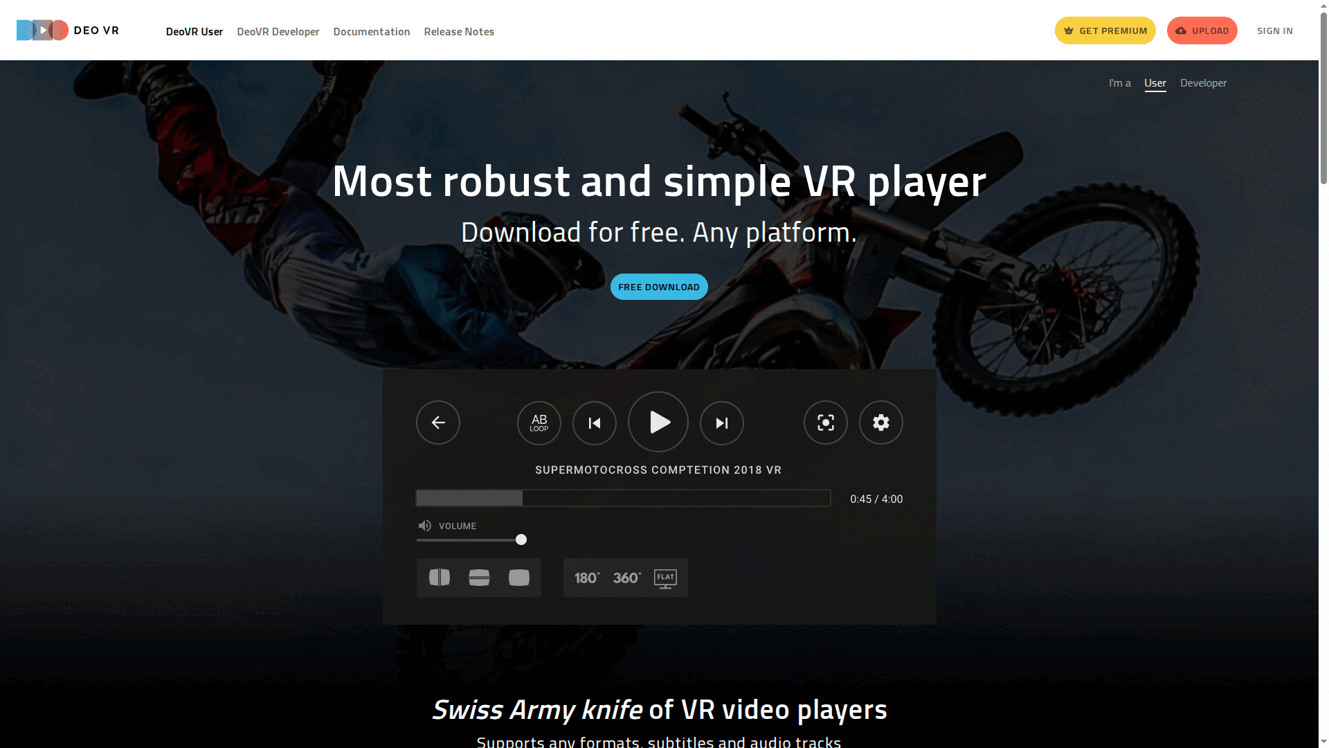 DeoVR video player interface