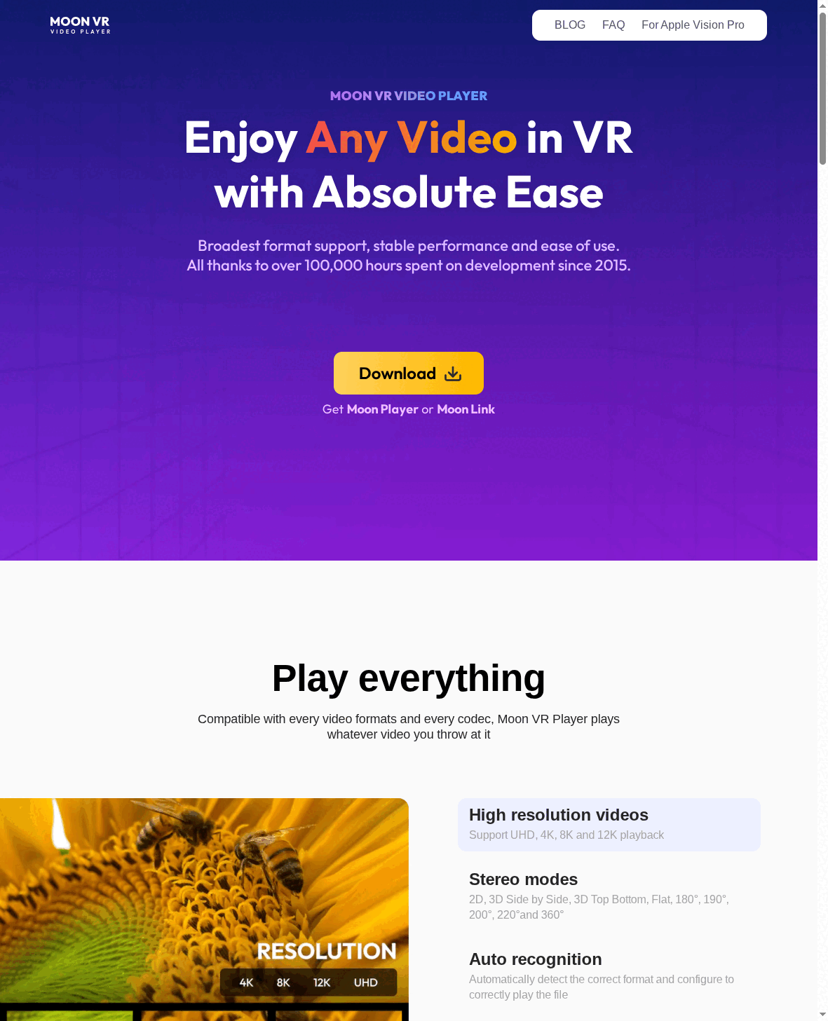Moon VR player interface
