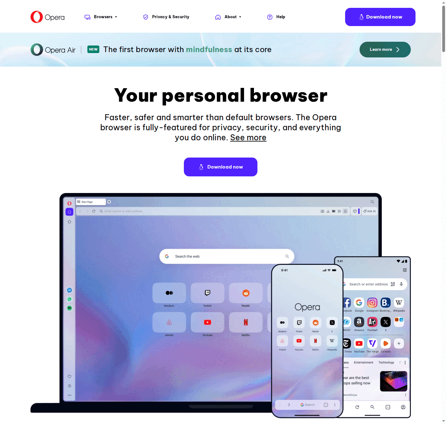 Opera browser VR 360 player