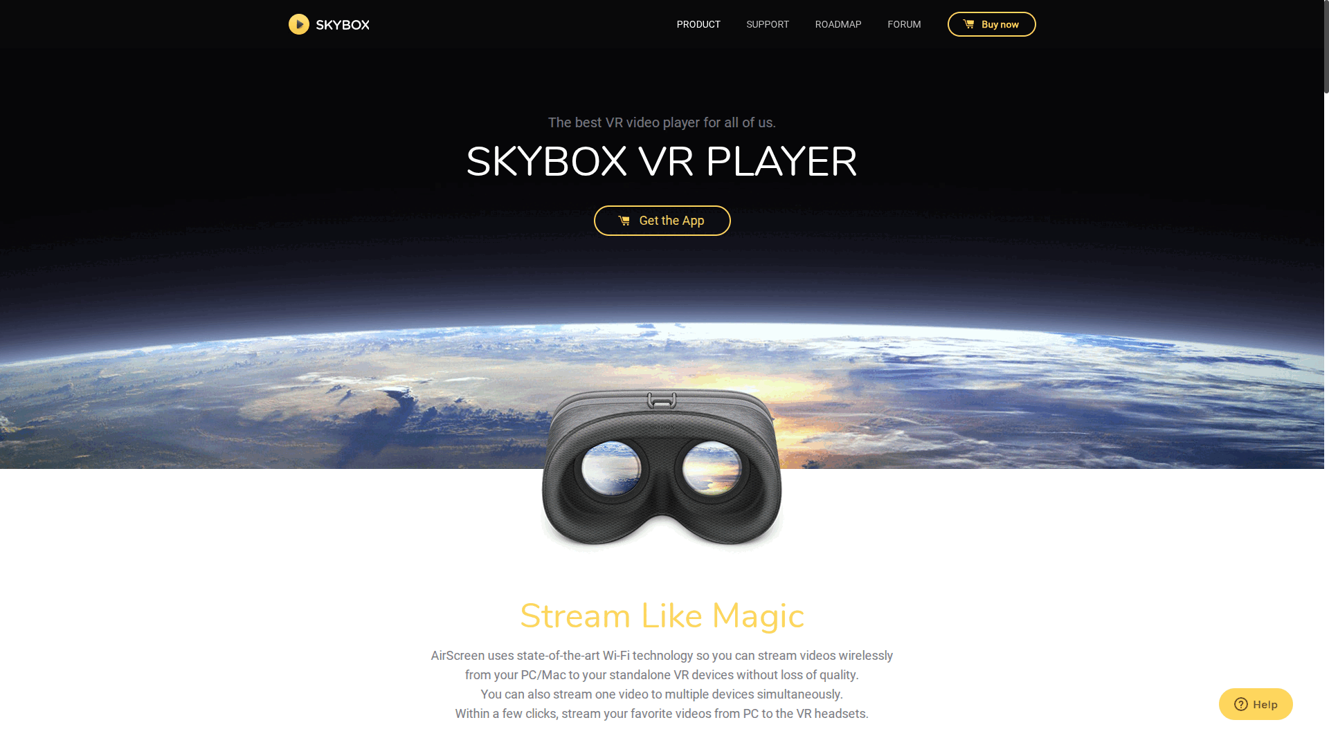 Skybox VR player interface