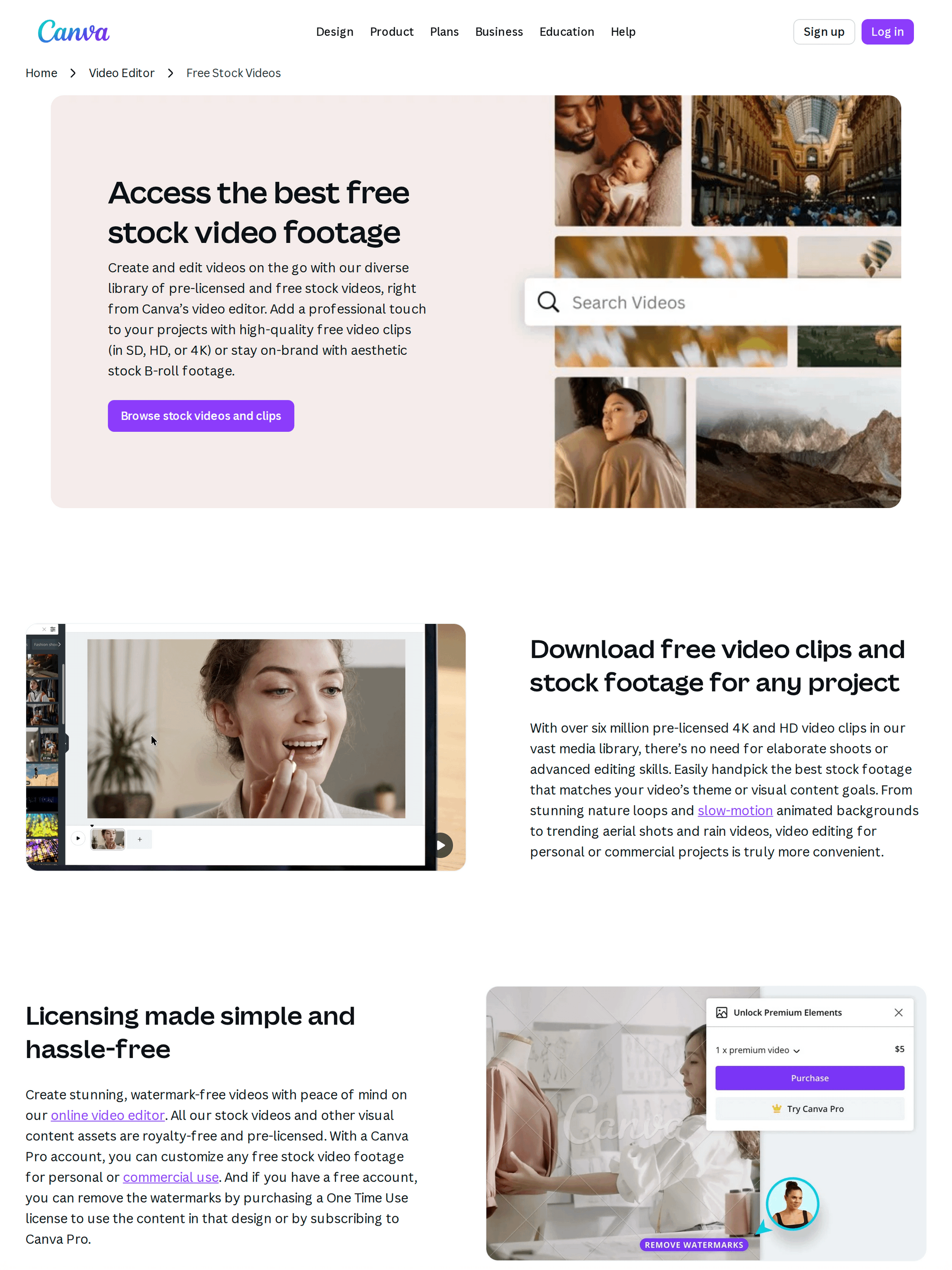 Canva free stock videos homepage