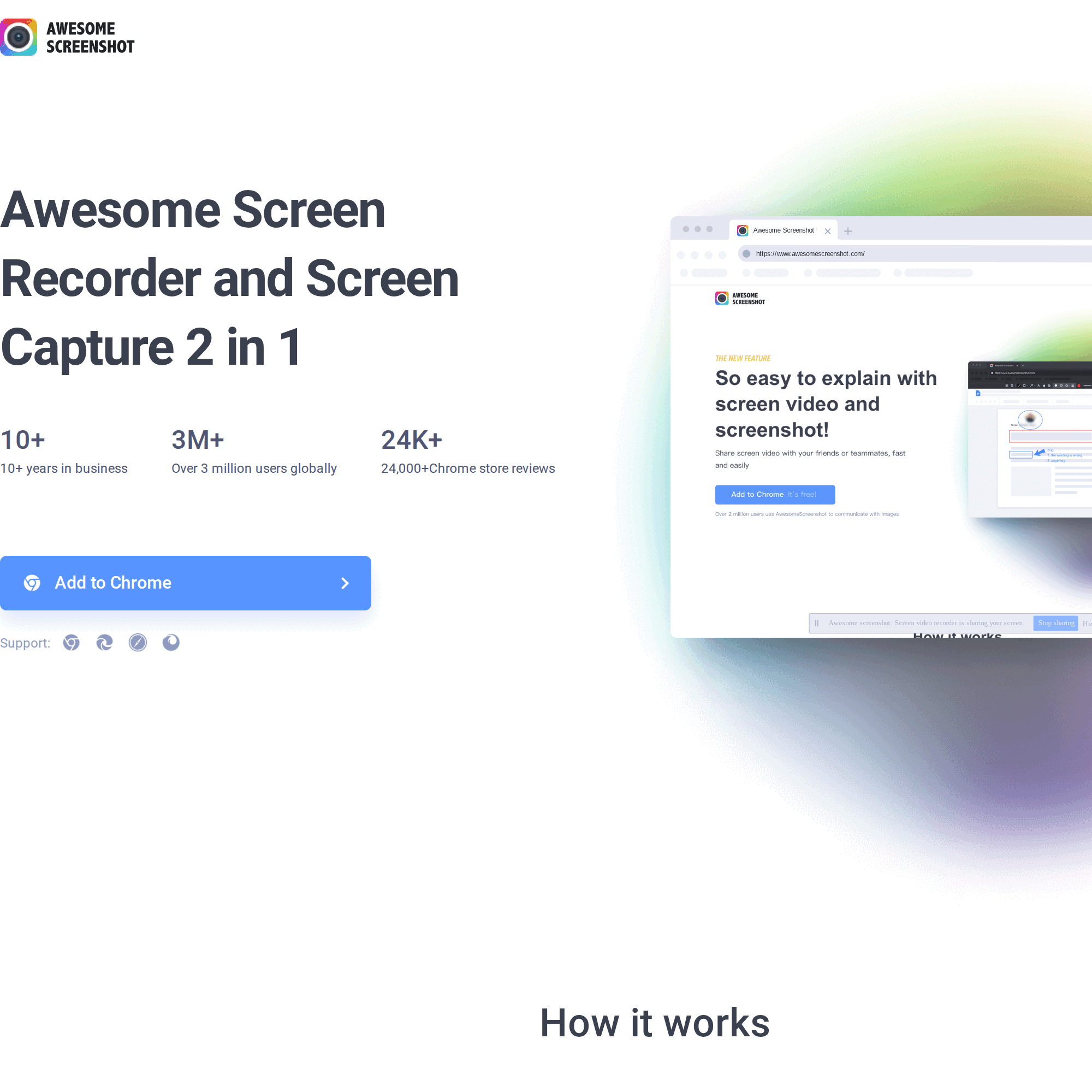 Awesome Screenshot homepage - screen recorder and capture 2 in 1