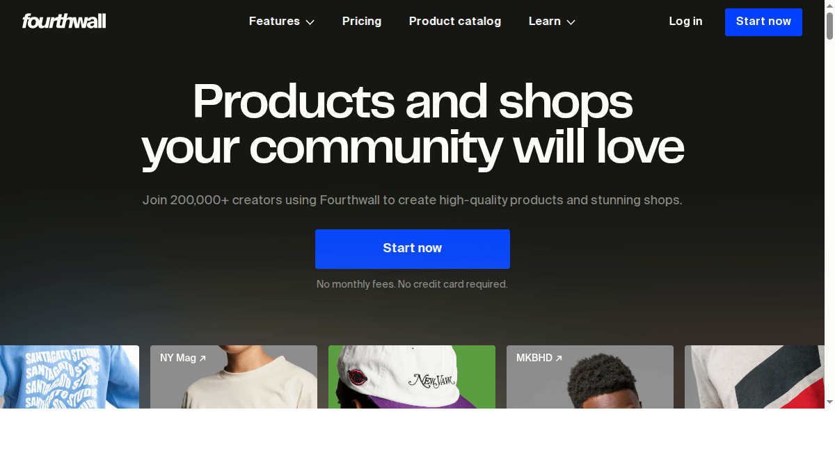 Fourthwall creator commerce platform homepage