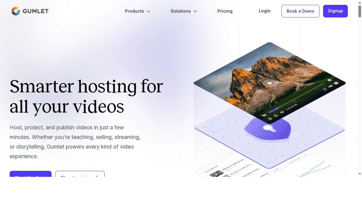 Gumlet video hosting and optimization platform homepage