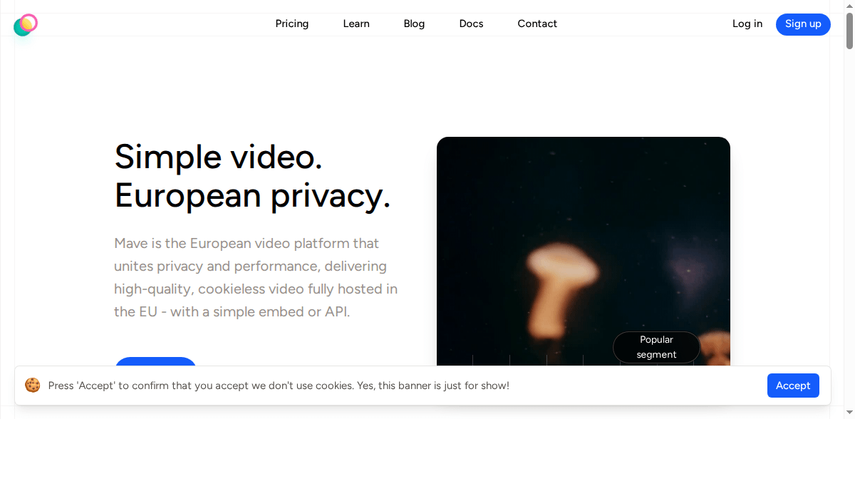 Mave European privacy-first video platform homepage