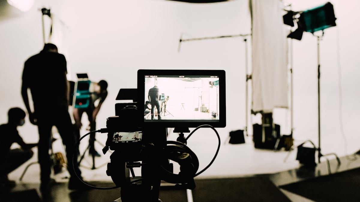 Professional video production studio setup for filming product content