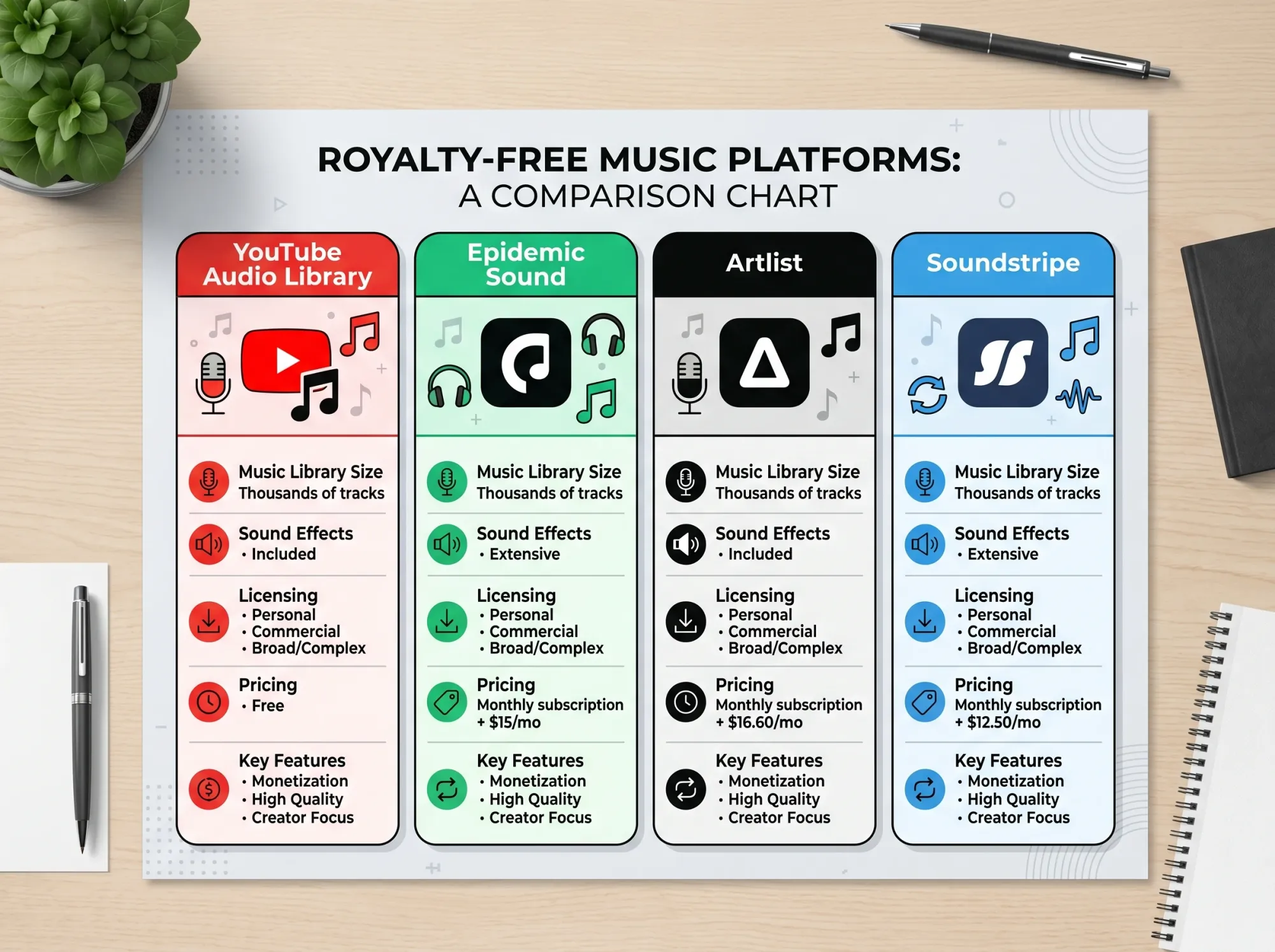Neon lit music production studio with headphones and keyboard