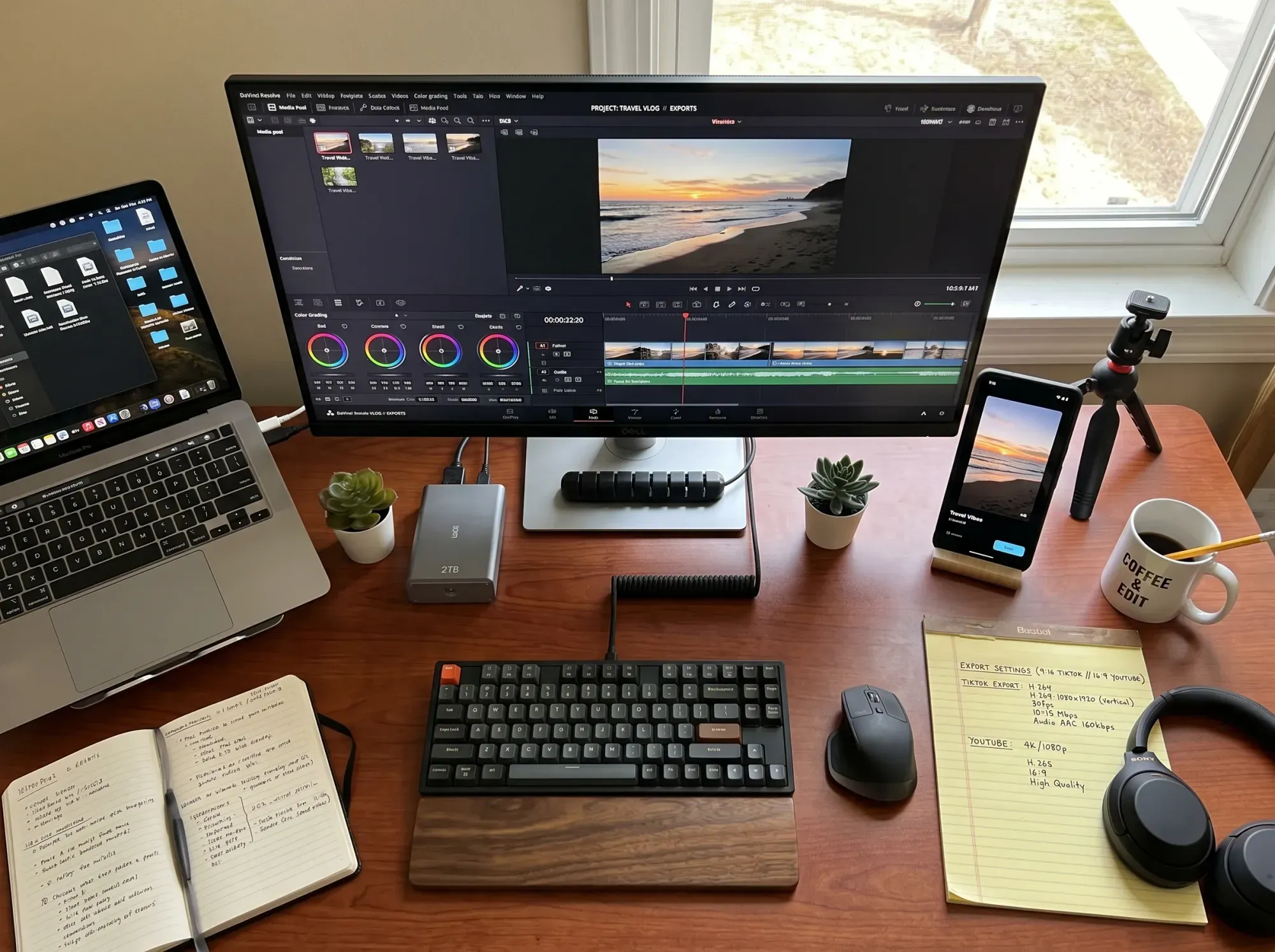 Editing settings and encoding options on a computer screen