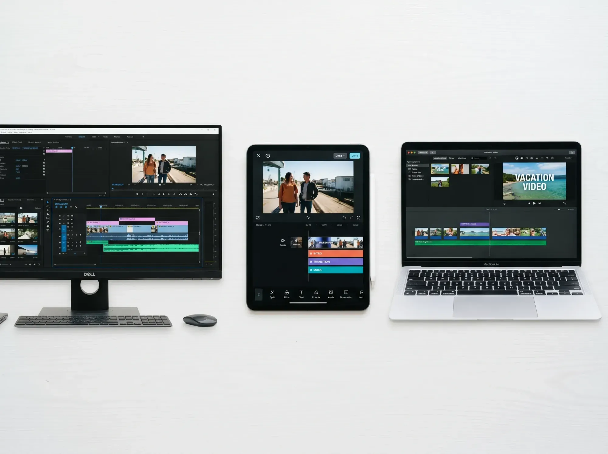 Video editor workspace with timeline and preview monitor