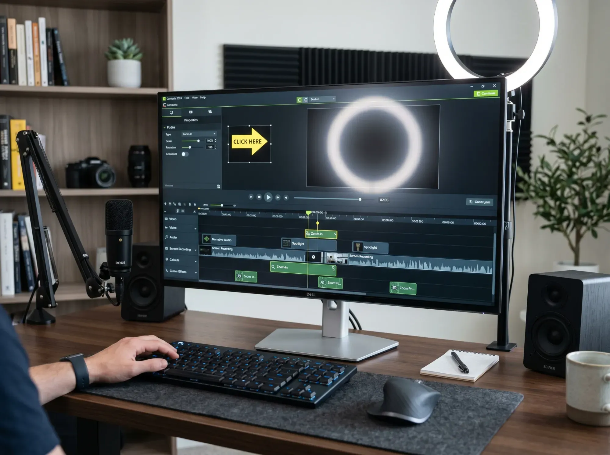 A professional camera setup on a desk, representing the equipment used for shooting a how-to video