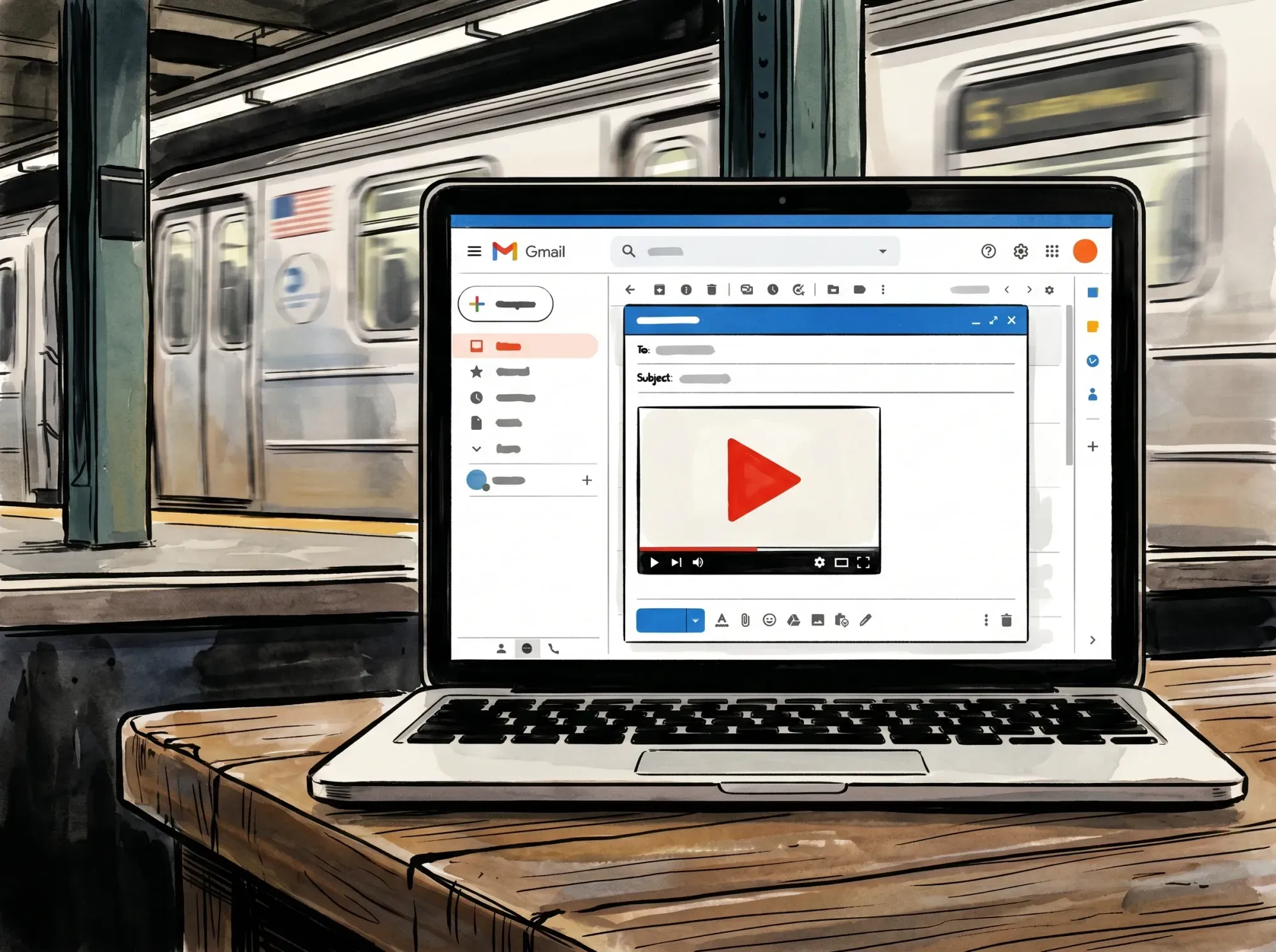Person reviewing a mobile email campaign with a video thumbnail preview