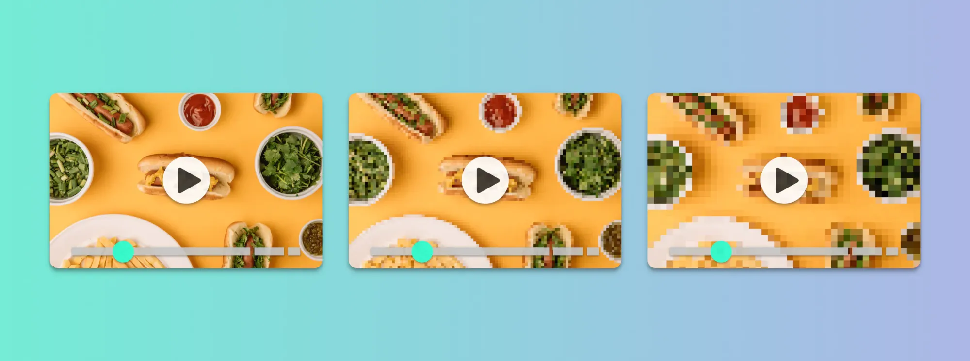 screenshots of videos using declining bitrate