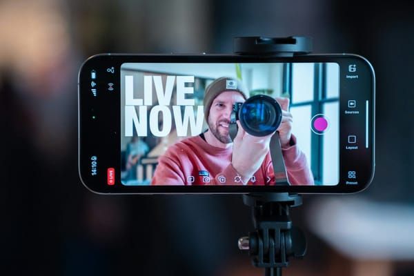 iPhone on a tripod for video recording setup