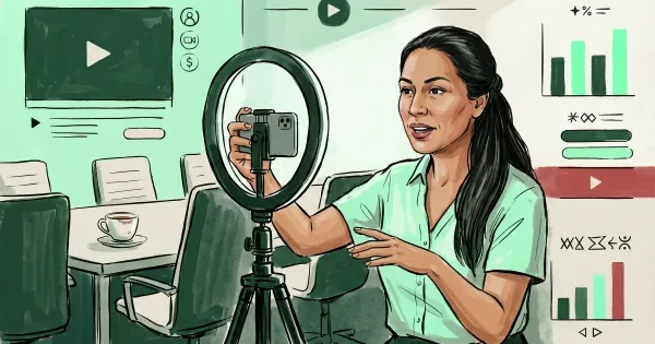 Small business owner recording a marketing video