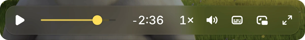 The SmartVideo floating glass control bar picking up a yellow accent color