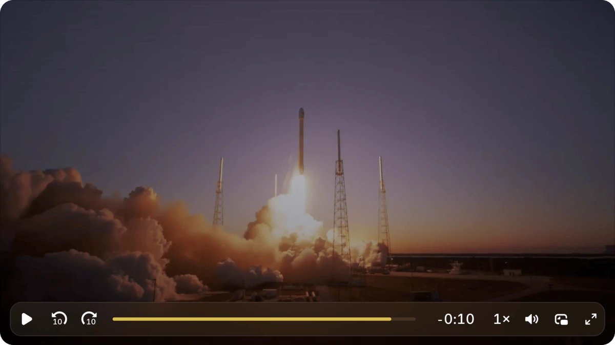 A converted video playing in the SmartVideo player, with its floating rounded control bar