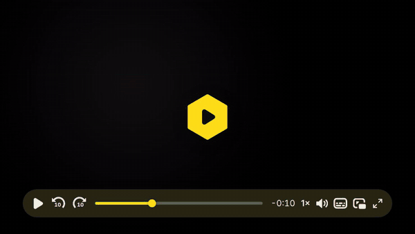 SmartVideo play button cycling through different shapes and brand colors